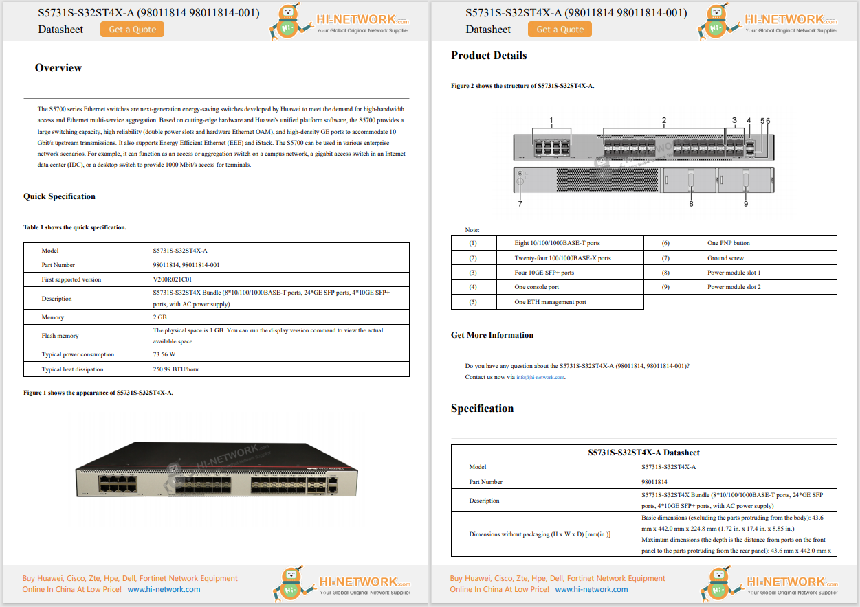 Huawei CloudEngine S5731 Datasheet